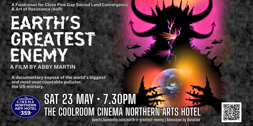 Artwork and graphic for event Film screening: Earth's Greatest Enemy, 7:30pm-9:30pm 23/05/2026 The Coolroom at the Northern Arts Hotel in Djarra Country, 359 Barker St, Castlemaine VIC 3450