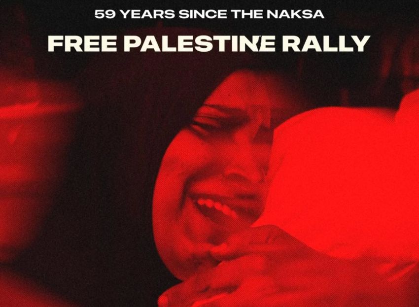 Artwork and graphic for event 59 years since the Naksa: Free Palestine Rally, 12pm 07/06/2026 State Library Vistoria, 328 Swanston St, Naar VIC 3000