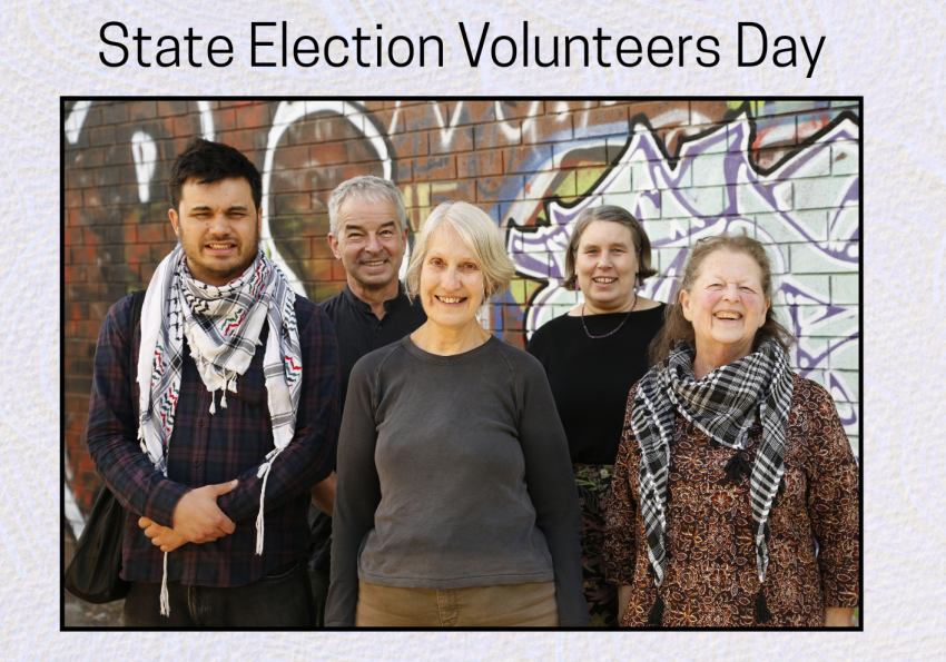 Artwork and graphic for event Victorian State Election: Socialist Alliance Volunteers Day, 2pm-4pm 31/05/2026, Merlynston Progress Hall 1 Novian St Coburg North VIC 3058