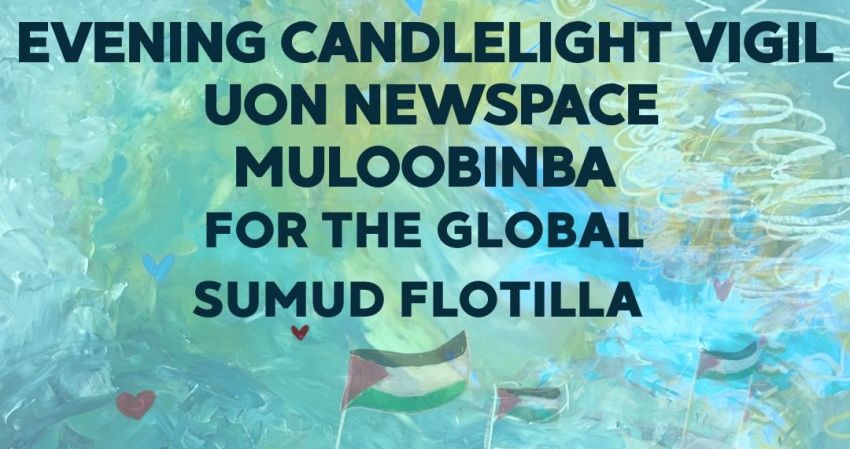Artwork and graphic for event Evening Candlelight Vigil for the Global Sumud Flotilla, 5:30pm, Hunter St & Auckland St Newcastle NSW 2300