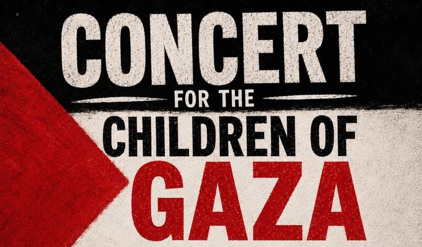 Artwork and graphic for event Concert for the Children of Gaza, 2pm-5pm 27/06/2026 Thirroul Railway Institute Hall 14 Railway Parade, Thirroul NSW 2515