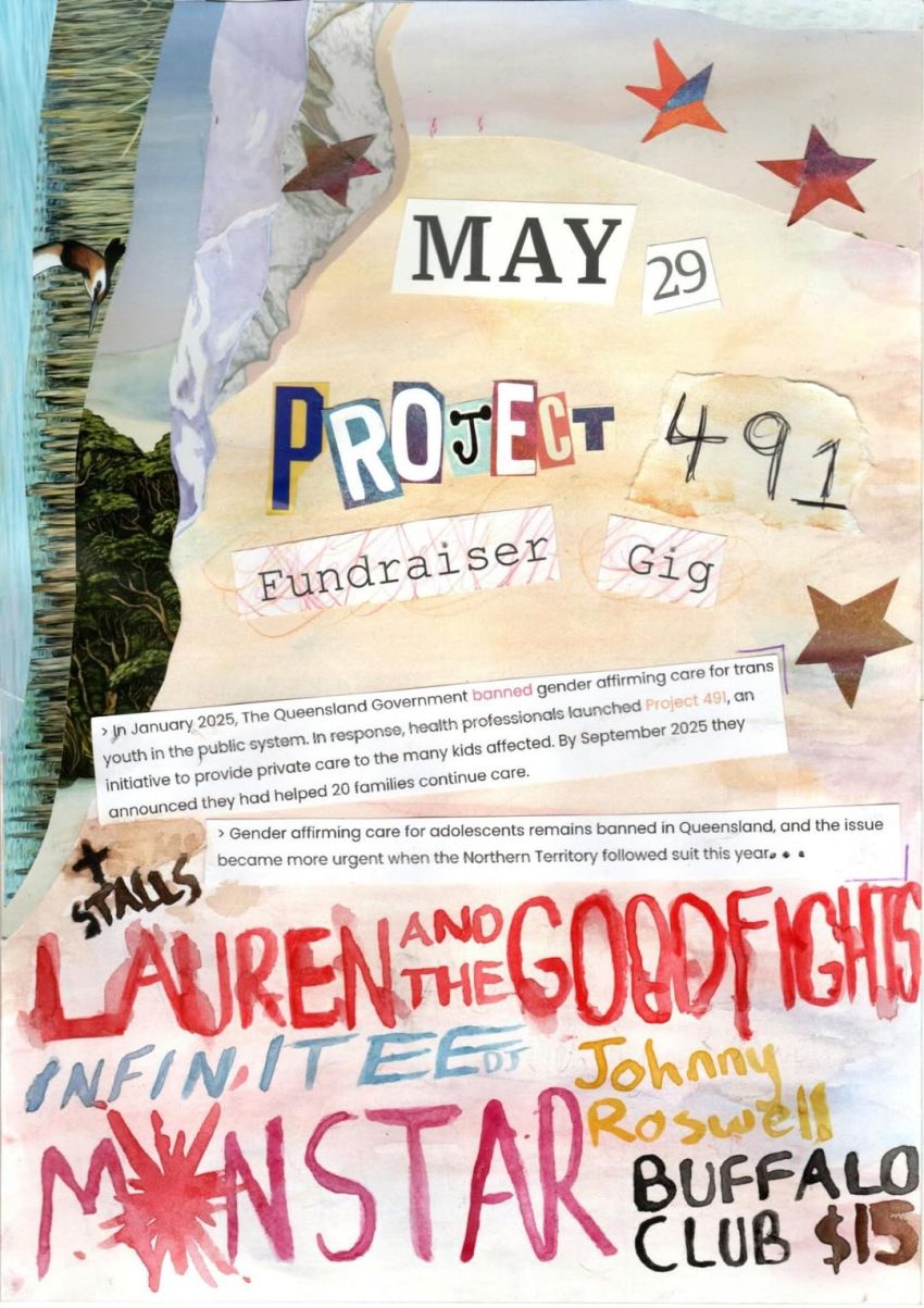 Artwork and poster for event Project 491 Fundraiser Gig, 7pm 29/05/2026 Fremantle Buffalo Club, 54 High St, Fremantle WA 6160