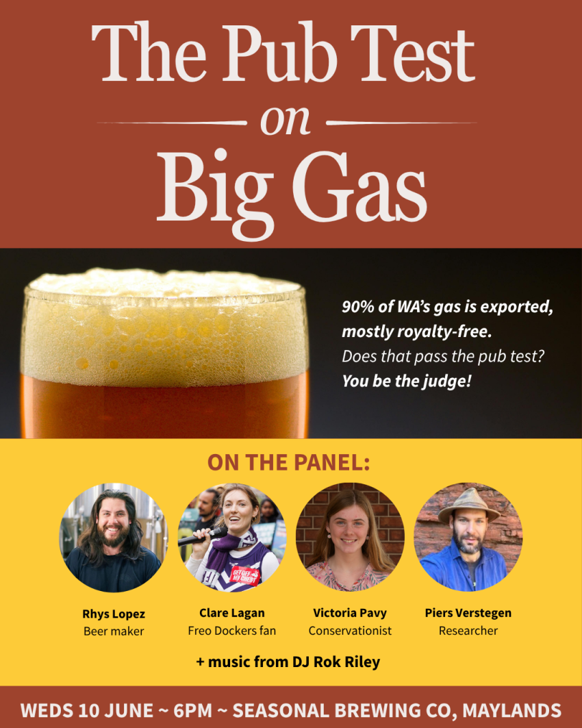 Artwork and poster for event The Pub Test on Big Gas, 6pm 10/06/2026 Seasonal Brewing Co. 175 Guildford Rd, Maylands WA 6051