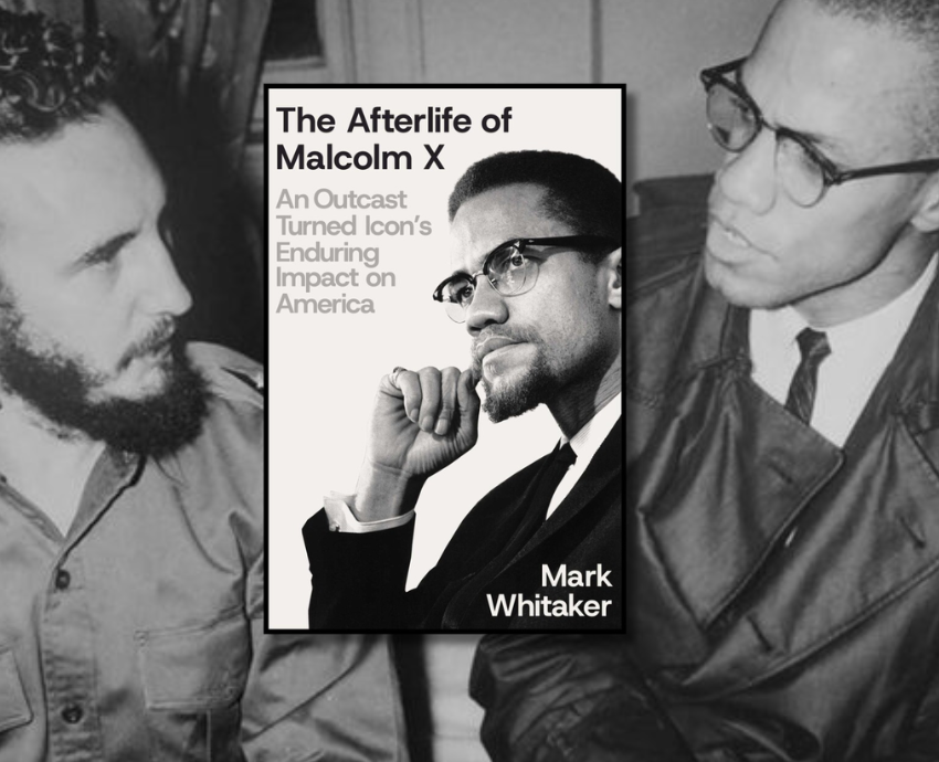 Book cover with Fidel and Malcolm X in the background photo