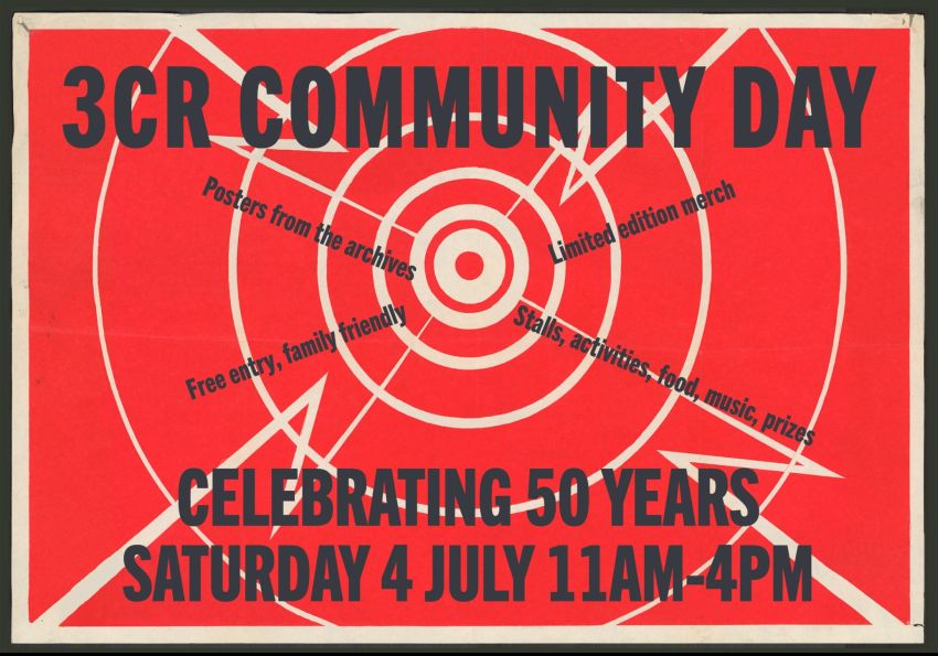 Artwork for event 3CR Community Day Celebrating 50 Years on the Air, 11am-4pm 04/07/2026 Collingwood Town Hall, 140 Hoddle St Abbotsford VIC 3067
