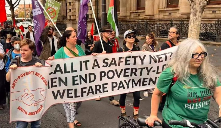 Anti-Poverty Network SA members and supporter at May Day SA 2026