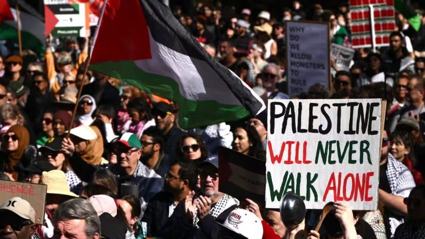 Photo of a Palestine solidarity protest. Date and photographer unknown.