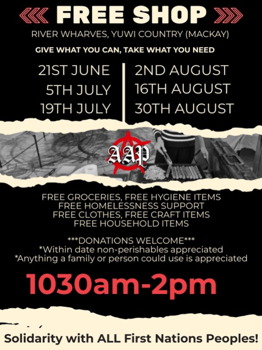 Artwork and poster for event "Free Shop" River Wharves, 6 River St, Yuwi Country (Mackay) QLD 4740