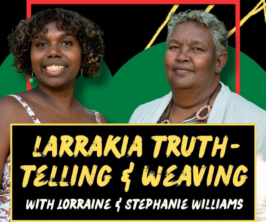 Artwork and main image for event listing "Larrakia Truth-telling and Weaving Workshop" 9:30am 14/06/2026 Lee Point Beach picnic area, Lee Point Rd, Lee Point NT 0810