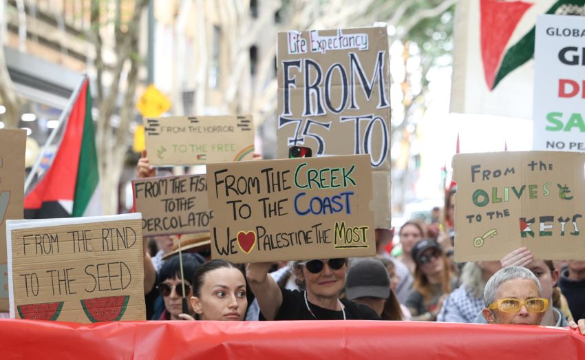 Six words for a free Palestine rally, June 14, Magan-djin/Brisbane