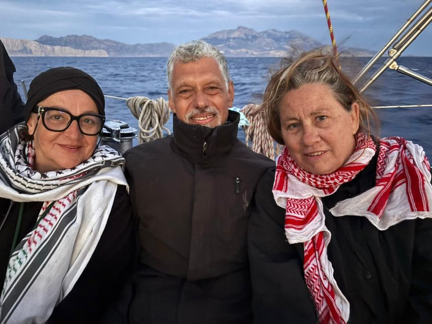 Three people on a boat