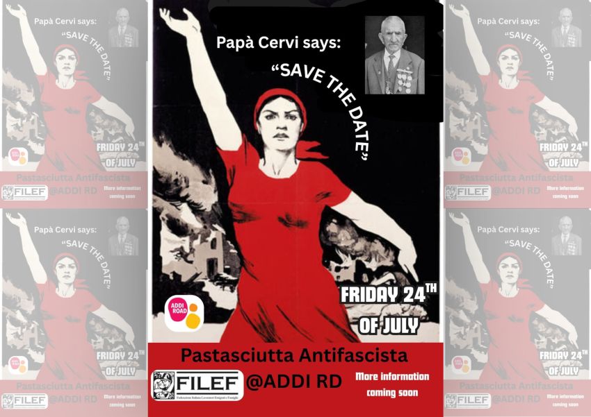 Artwork and image for event "FILEF Annual Anti-Fascist Pasta Night" 6:30pm-9:30pm 24/07/2026 Addi Road Gumbramorra Hall, 142 Addison Rd, Marrickville NSW 2204