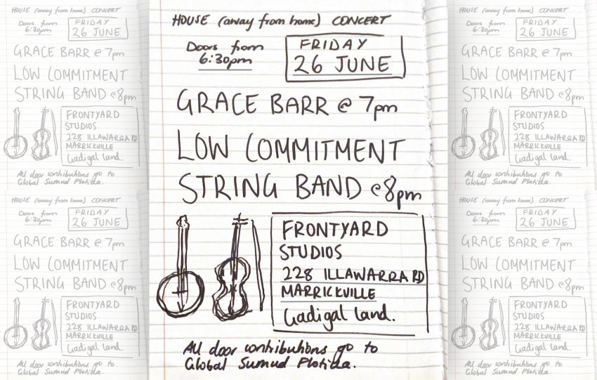 Artwork and image for event "HOUSE (away from home) CONCERT" 6:30pm 26/06/2026 Frontyard Studios, 228 Illawarra Rd, Marrickville NSW 2204