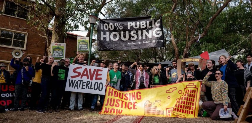 Photo of protestors at a Save Waterloo Public Housing protest
