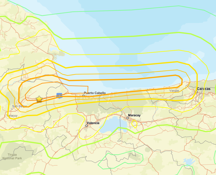 map of earthquake zone