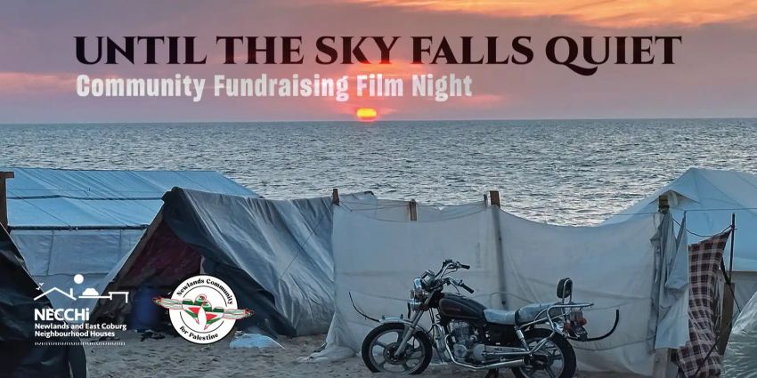 Artwork and image for event "Community Fundraising Film Night: Until The Sky Falls Quiet" 7pm-10pm 10/07/2026 NECCHi Newlands Neighhbourhood House, 20 Murray Rd, Coburg North VIC 3058