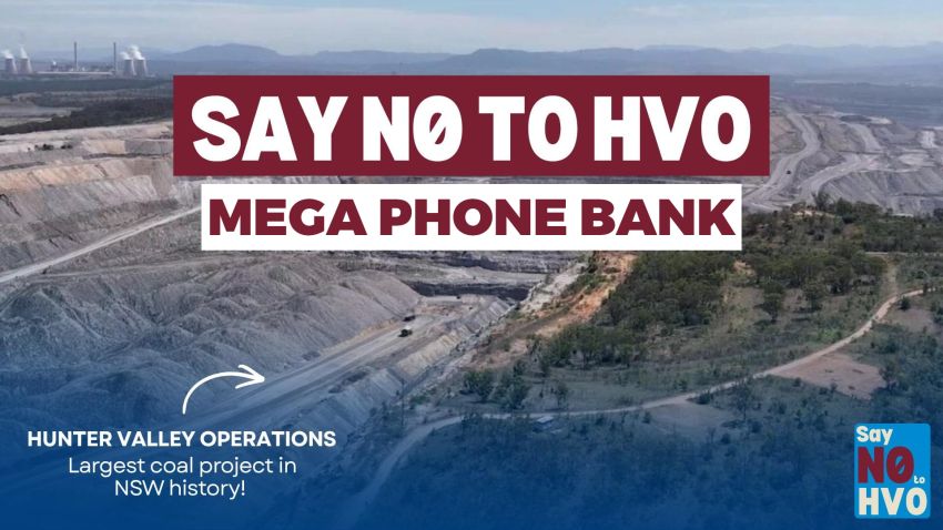 Artwork and main image for event 'Say No to HVO Mega Phone Bank" 6pm-7:30pm 18/06/2026 Pachamama House, 21 Gordon Avenue, Hamilton NSW 2303