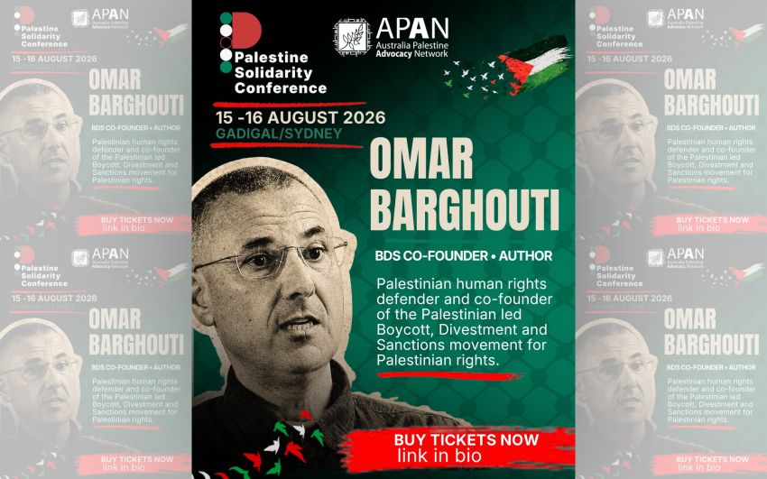 Artwork and image for event "Palestine Solidarity Conference 2026" 8:30am AEST 15/08/2026 to 5pm AEST 16/08/2026 The Holroyd Centre, 11-17 Miller St, Merrylands NSW 2160
