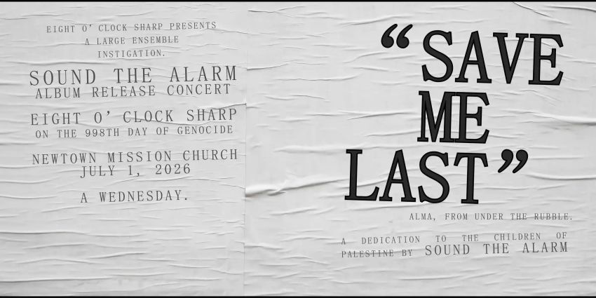 Artwork and image for event 'SOUND THE ALARM "Save Me Last" album release', 8pm-10pm AEST 01/07/2026 Newtown Mission Church, 280A King St, Newtown NSW 2042