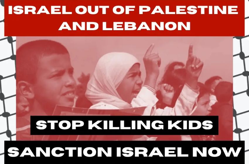Artwork and image for event "Israel out of Palestine and Lebanon" 12pm 25/07/2026 Forrest Place, Forrest Pl, Boorloo WA 6000