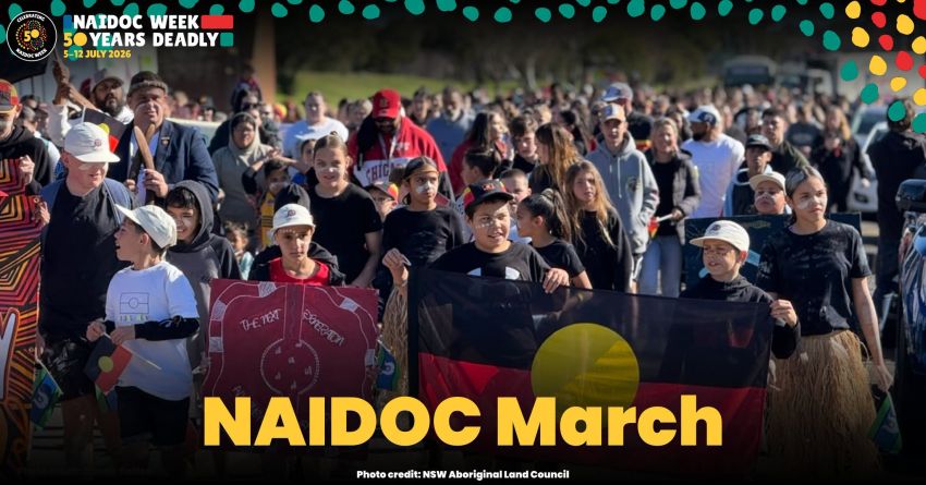 Artwork and image for event "NAIDOC March – Tamworth NAIDOC Week" 9:15am-10:30am Viaduct Park Skate Park 186 Peel St, North Tamworth NSW 2340