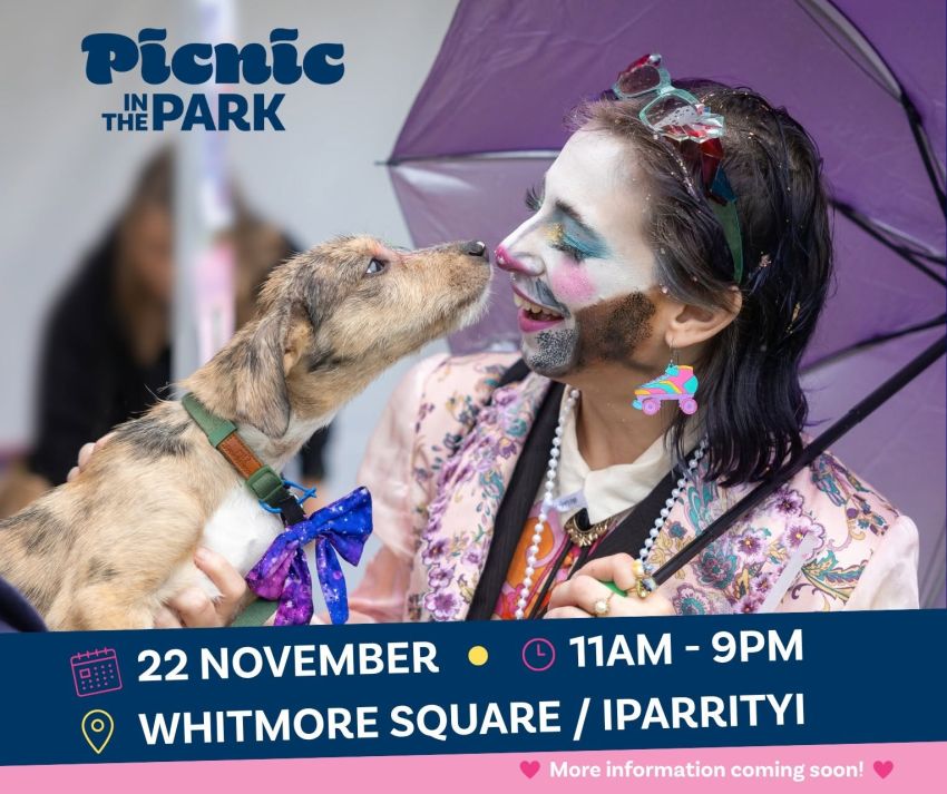 Artwork and image for event "Picnic in the Park 2026" 11am-9pm 22/11/2026 Iparrityi / Whitmore Square, Tarntanya SA 5000