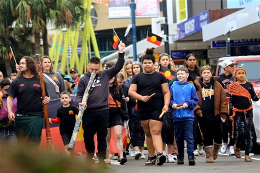 Artwork and image for event "NAIDOC Week 2026 Community March – Campbelltown" 10:30am 06/07/2026 Campbelltown Civic Centre, 91 Queen Street, Campbelltown, 2560