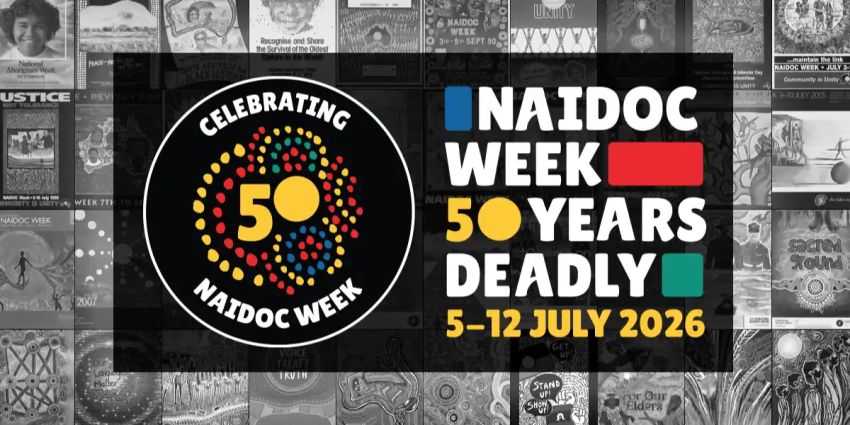 Artwork and image for NAIDOC Week 2026 50 Years Deadly