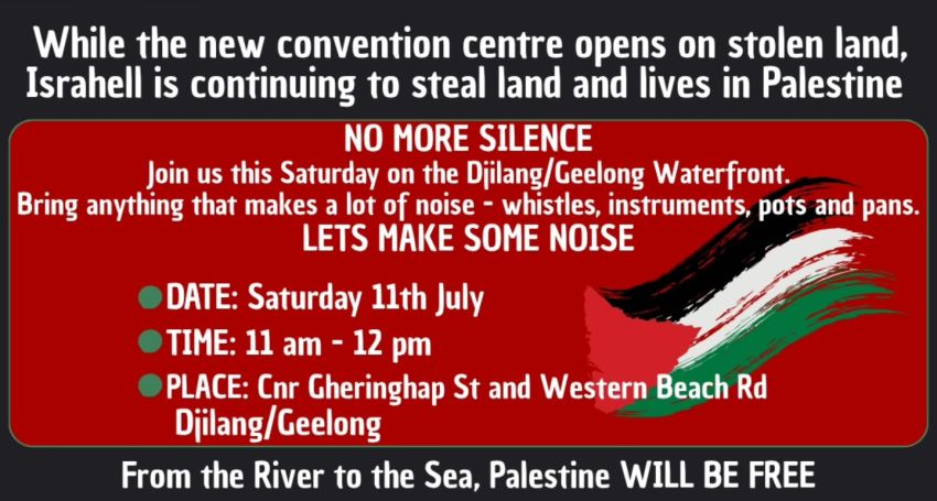 Artwork and image for event "Make Noise For Palestine" 11am 11/07/2026