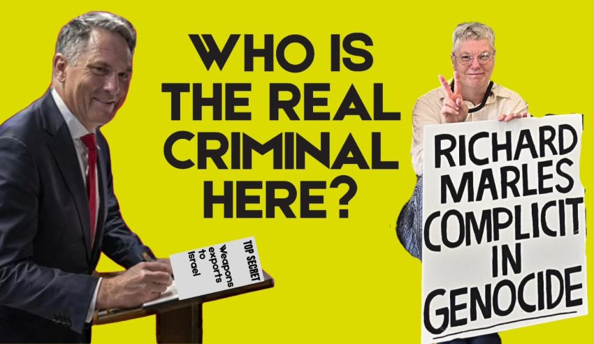 Artwork and image for event "Rally to support peace activists charged over protest at Marles' office" 9:30am 17/07/2026 Geelong Magistrates' Court, Railway Terrace, Geelong VIC 3220