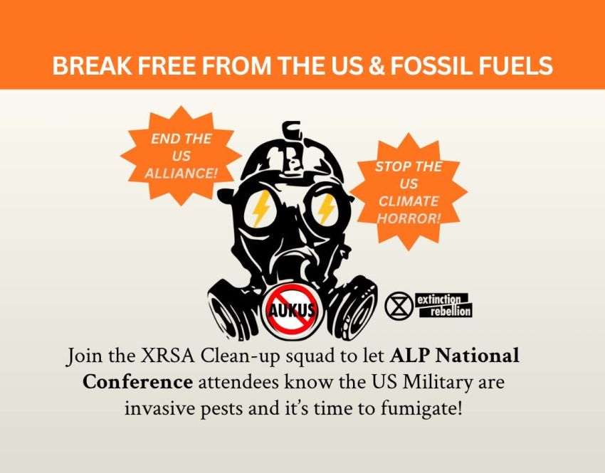 Artwork and image for event "Break Free From The US & Fossil Fuels" 8:15am-9:30am 24/07/2026 Adelaide Convention Centre, North Terrace, Tarntanya SA 5000