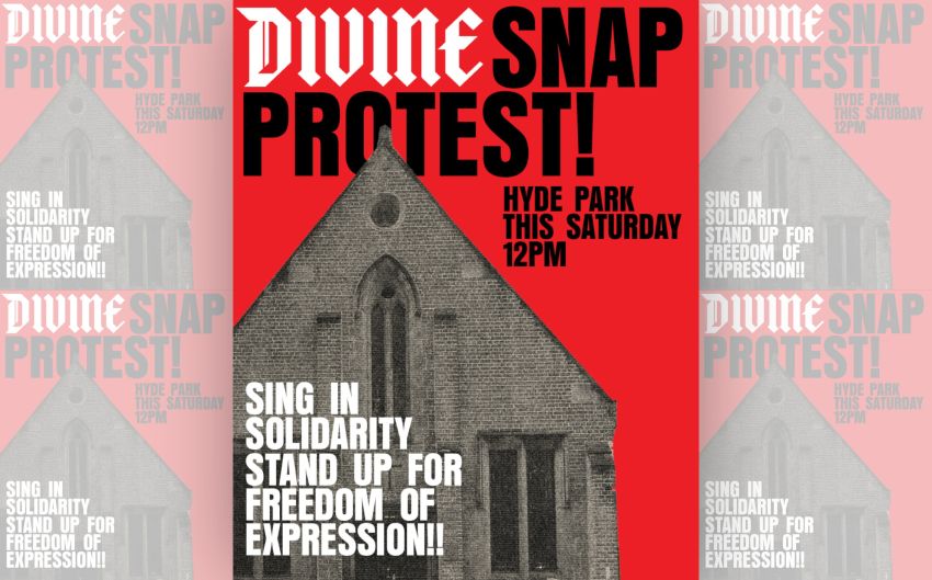 Artwork and image for event "DIVINE Snap Protest: Sing in solidarity! Stand up for freedom of expression!" 12pm 25/07/2026 Hyde Park, Elizabeth St, Sydney NSW 2000