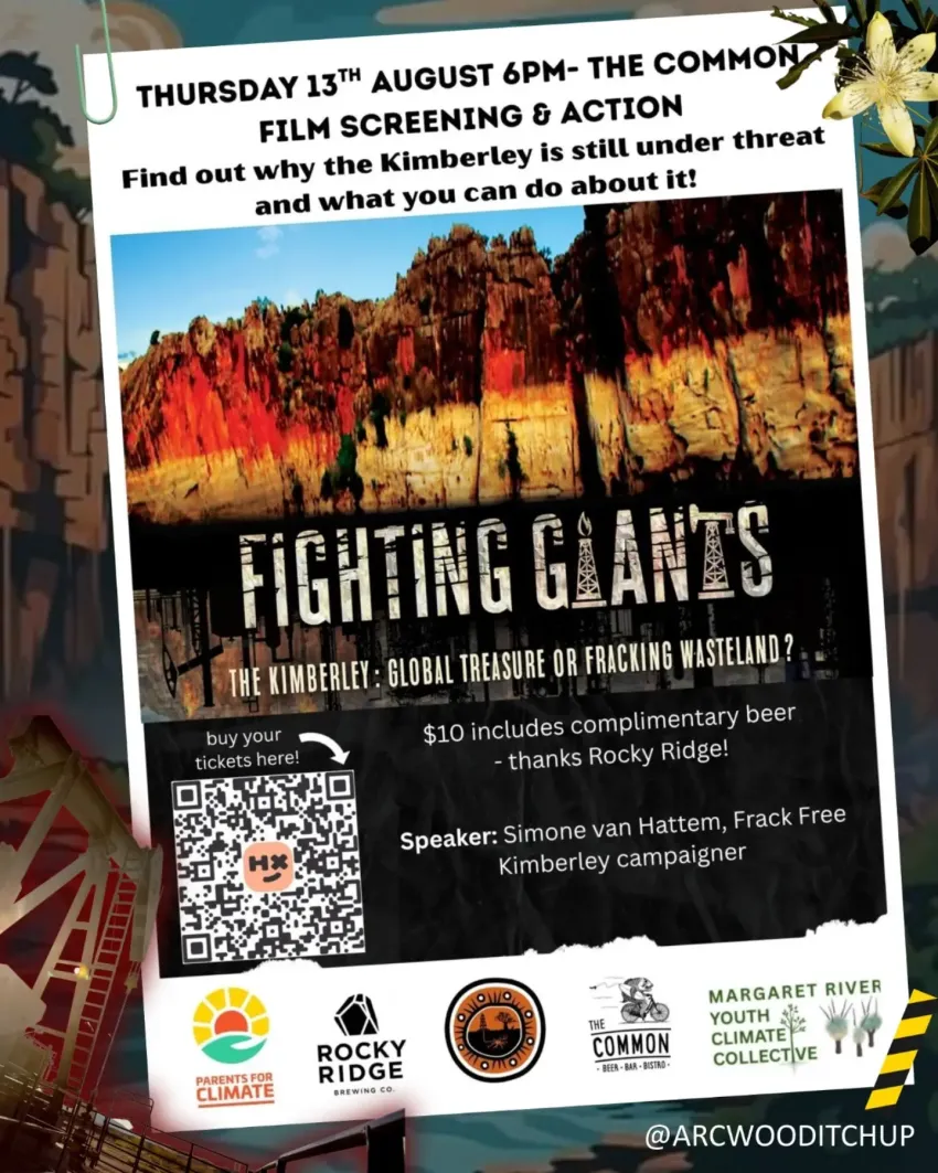 Artwork and image for event "Film screening and action: Fighting Giants" 6pm-8pm 13/06/2026 The Common Bistro, 1 Resort Place, Gnarabup WA 6285