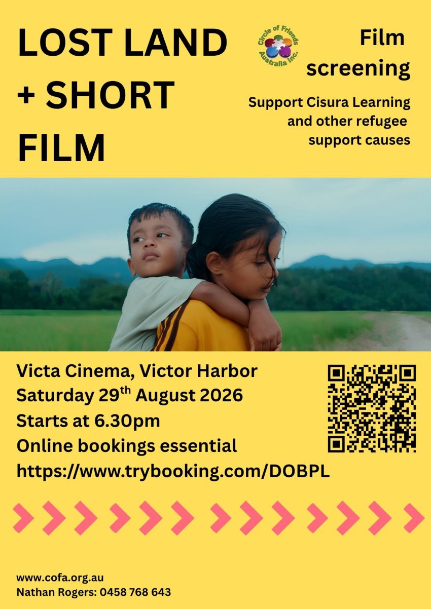 Artwork and poster for event "Film screenings: Lost Land + Feel It From My Words" 6:30pm-8:30pm 29/08/2026 Victa Cinema, 37-41 Ocean St, Victor Harbor SA 5211