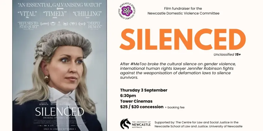 Artwork and image for event "Film screening: Silenced" 6:30pm 03/09/2026 Tower Cinemas Newcastle, 183-185 King St, Newcastle NSW 2300