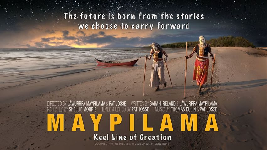Landscape poster for documentary film Maypilama: Keel Line of Creation