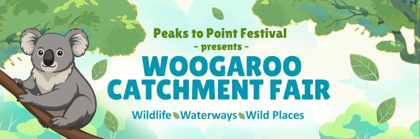 Artwork and image for event "Woogaroo Catchment Fair" 9am-1pm 02/08/2026 Opossum Creek Parklands, Scorparia Drive, Brookwater Qld 4300