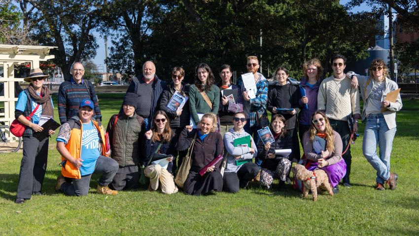 Group photo of Rising Tide doorknocking volunteers