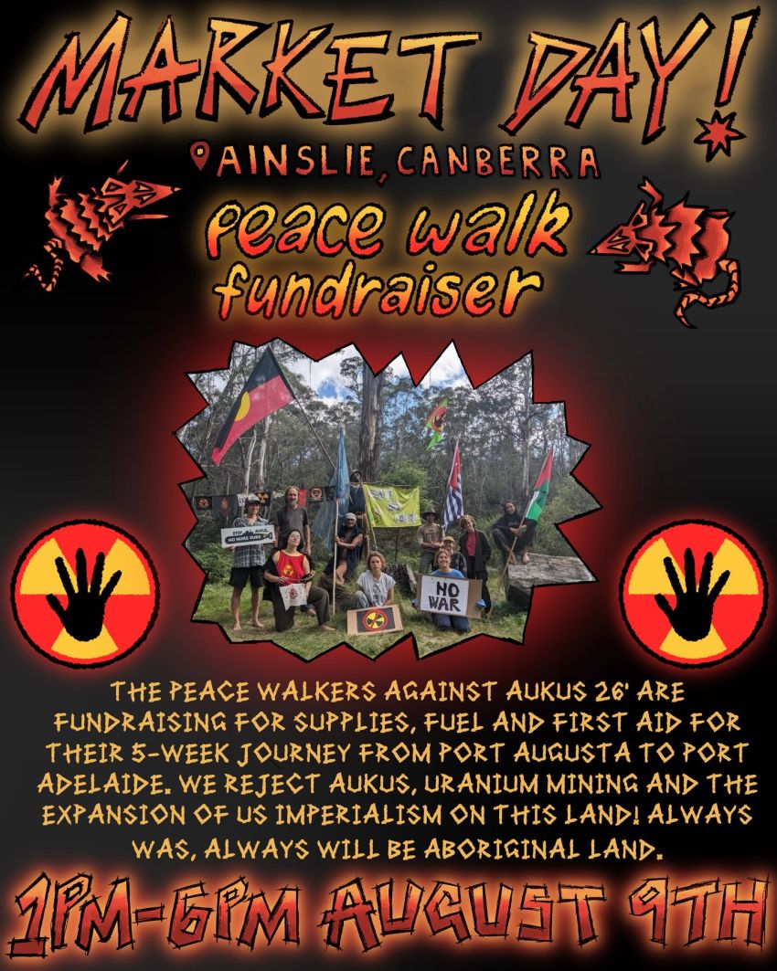 Artwork and image for event "Market Day! Peace Walk Fundraiser" 1pm-6pm 09/08/2026 10 Foveaux St Ainslie ACT 2602