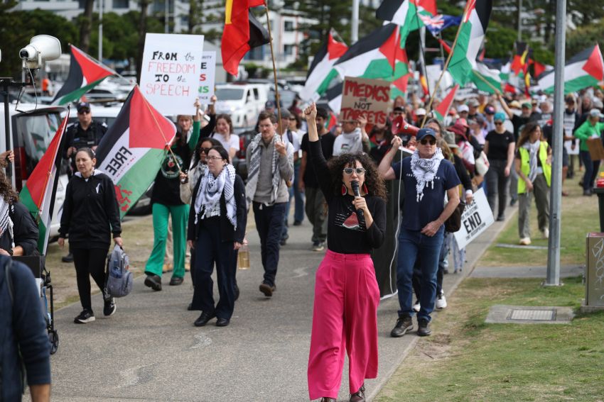 Marching along the beach