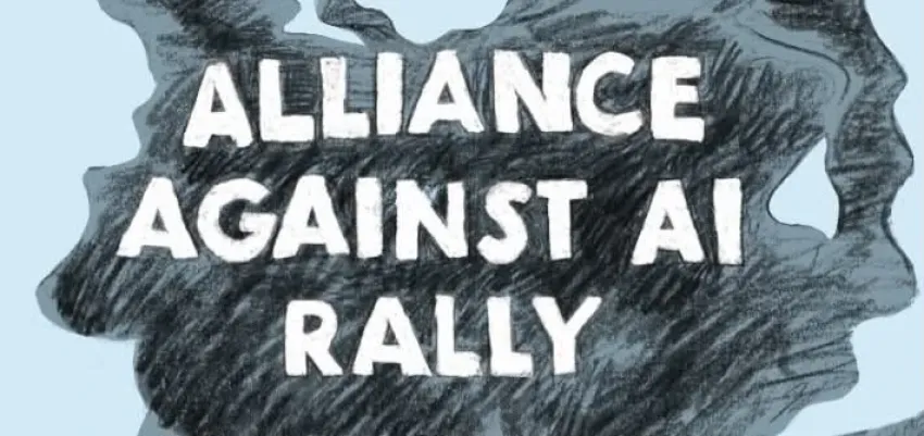 Artwork and image for event "Alliance Against AI Rally: Say no to AI data centres in Western Sydney" 1pm-3pm Parramatta Square Darcy St & Macquarie St Parramatta NSW 2150