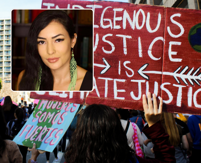 Climate justice protest and Sabrina Fernandes