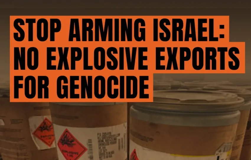 Artwork and image for event "Stop Arming Israel: No Explosive Exports for Genocide!" 6pm 26/08/2026 Sheraton Grand Sydney (opposite Hyde Park), 161 Elizabeth St, Sydney NSW 2000