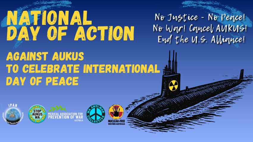 Poster advertising National Day of Action Against AUKUS