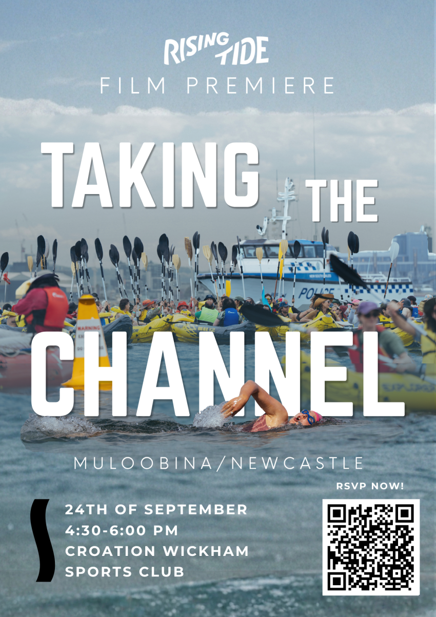 Artwork and poster for event "Film Premiere: Taking The Channel" 6pm-8pm 24/09/2026 Croatian Wickham Sports Club, 20 Albert St, Wickham NSW 2293