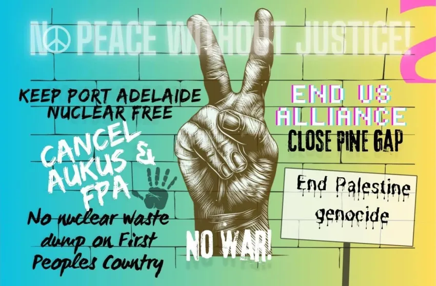 Artwork and image for event "National Day of Action: International Day of Peace – Port Adelaide" 1pm 20/09/2026 Port Adelaide Workers Memorial