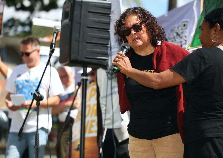 Gaja Kerry addresses the rally