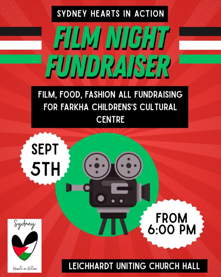 Artwork and image for event "Sydney Hearts in Action Film Night Fundraiser" 6pm-9:30pm 05/09/2026 Leichhardt Uniting Church Hall,  3 Wetherill St, Leichhardt NSW 2040