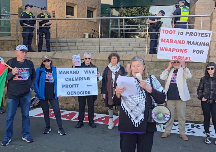 geelong peace activists outside the magistrates court