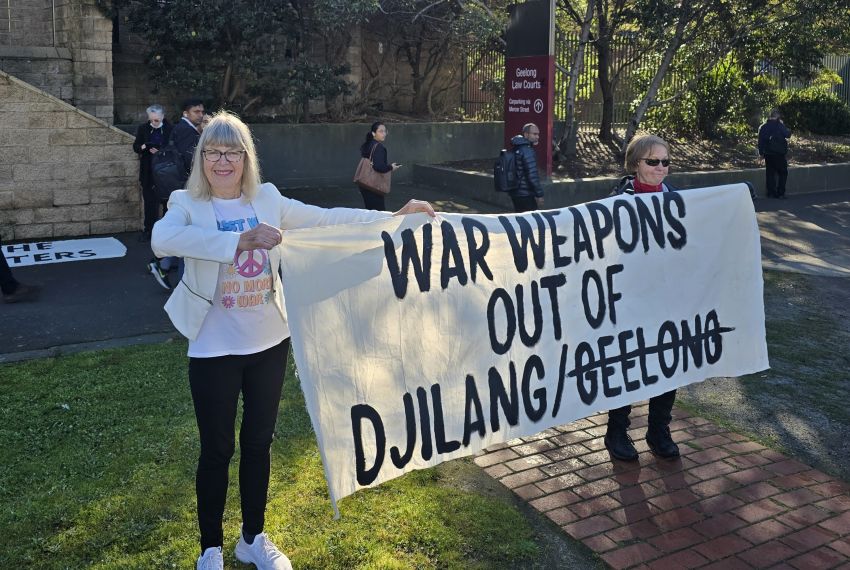 peace activists outside geelong magistrates court